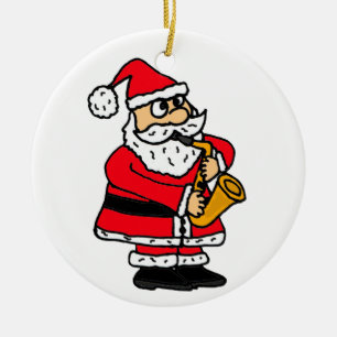 AZ-, Santa som leker saxofonprydnaden Julgransprydnad Keramik