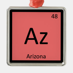 Az - symbol för bord Arizona för statlig kemi Julgransprydnad Metall