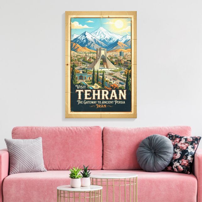 Azadi Tower & Alborz-bergen Iran Resemålning Canvastryck (Insitu (Vardagsrum))