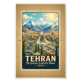 Azadi Tower & Alborz-bergen Iran Resemålning Fototryck