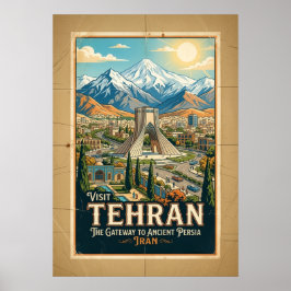 Azadi Tower & Alborz-bergen Iran Resemålning Poster