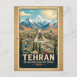 Azadi Tower & Alborz-bergen Iran Resemålning Vykort