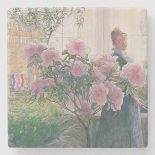 Azalea 1906 (w/c på papper) underlägg sten