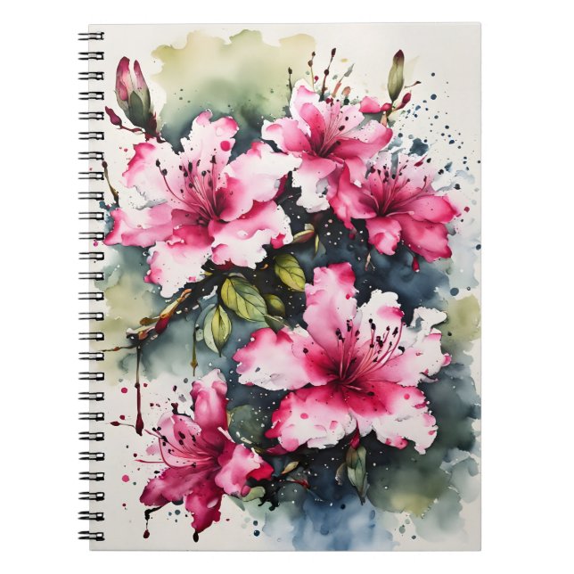 Azalea - Akvarellblommor Anteckningsbok (Framsidan)