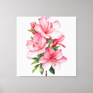 Azalea-blommans vattenfärgfärgning canvastryck