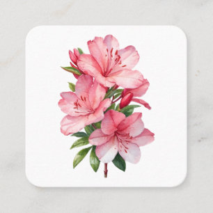 Azalea-blommans vattenfärgfärgning fyrkantigt visitkort