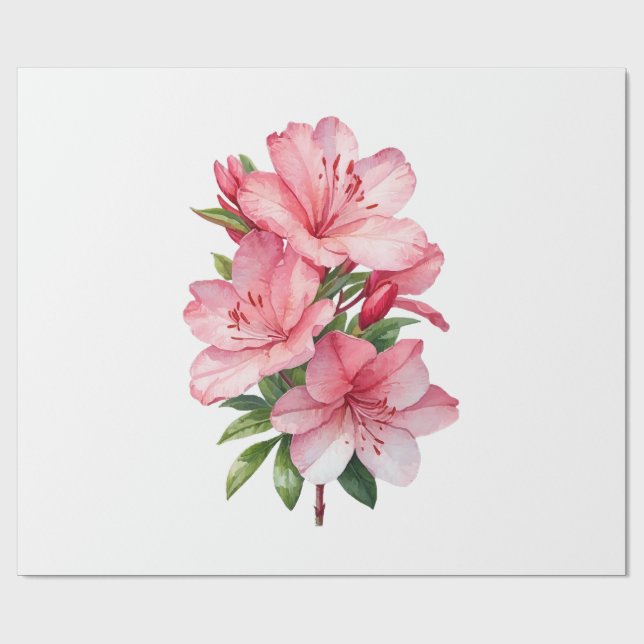 Azalea-blommans vattenfärgfärgning presentpapper (Platt)