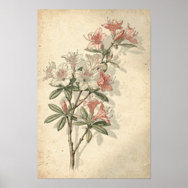 Azalea Botanisk Tryck (Framsidan)