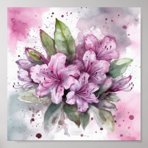 Azalea Digital Watercolor Skriv ut Poster
