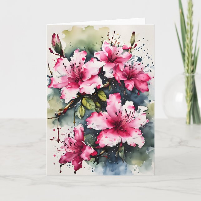 Azalea - Watercolor flowers Kort (Framsida)