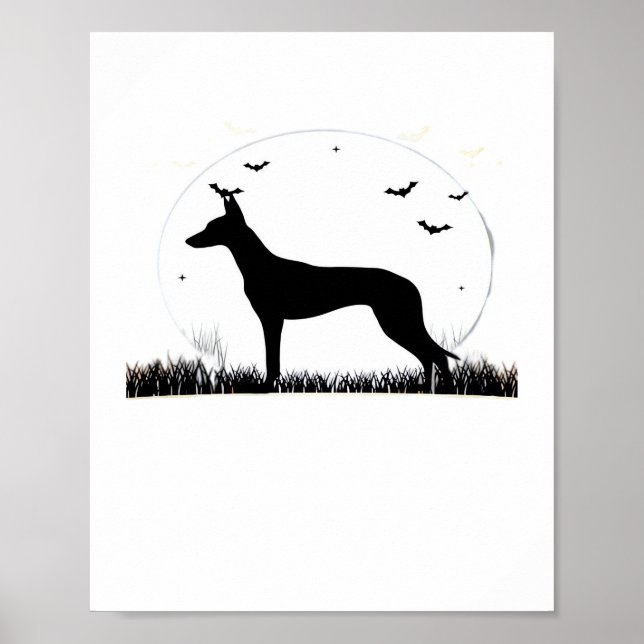 Azawakh Hund - Halloween Måne Silhouette Classic T Poster (Framsidan)