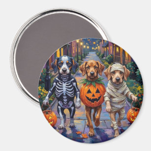 Azawakh-hundar som går runt på halloweenfirande magnet