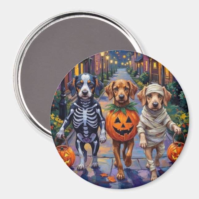 Azawakh-hundar som går runt på halloweenfirande magnet (Front/Back)