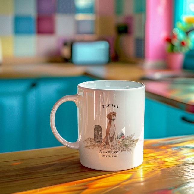 Azawakh Watercolor Hund | Monogram Kaffemugg (Skapare uppladdad)