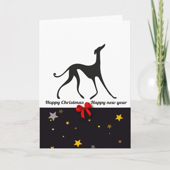Azawakh YIN Joyeuses fêtes Helgkort (Framsida)