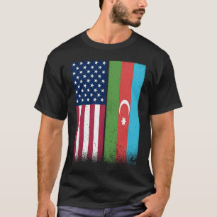 Azerbaijan Azerbajdzjanska Amerikanska Flaggor Sto T Shirt