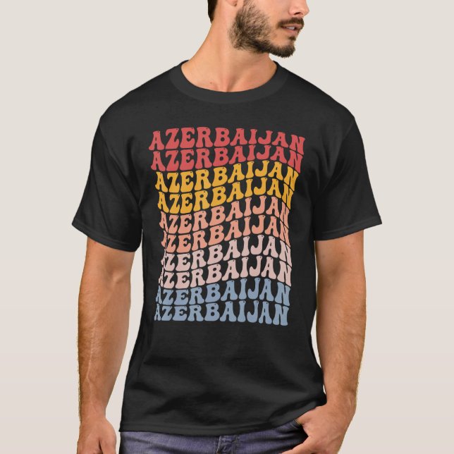 Azerbaijan Groovy Retro Azerbaijani T Shirt (Framsida)