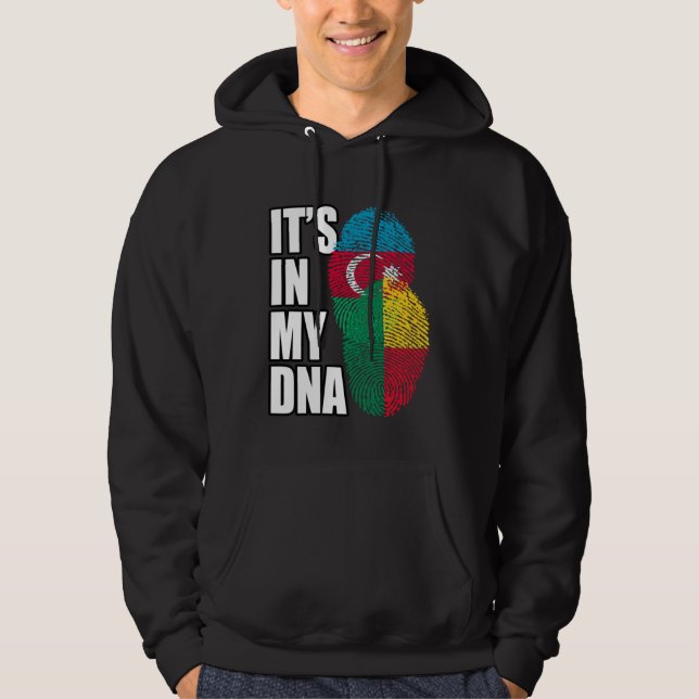 Azerbaijani And Beninese Mix DNA Flag Heritage Hoodie (Framsida)