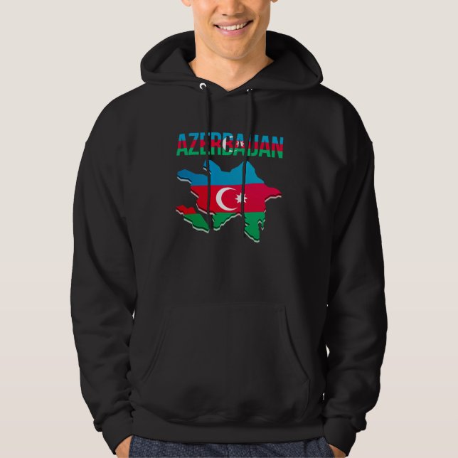 Azerbaijani  Azerbaijan Country Map Flag Hoodie (Framsida)