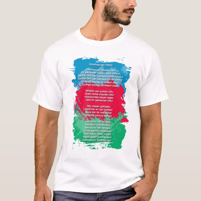 Azerbajdzjan - Azakrbaycan marşı T-Shirt (Framsida)