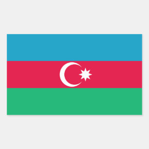 Azerbajdzjan/azerbajdzjansk flagga rektangulärt klistermärke