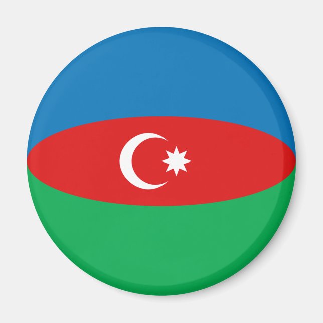 Azerbajdzjan Fisheye Flagga Magnet (Framsidan)