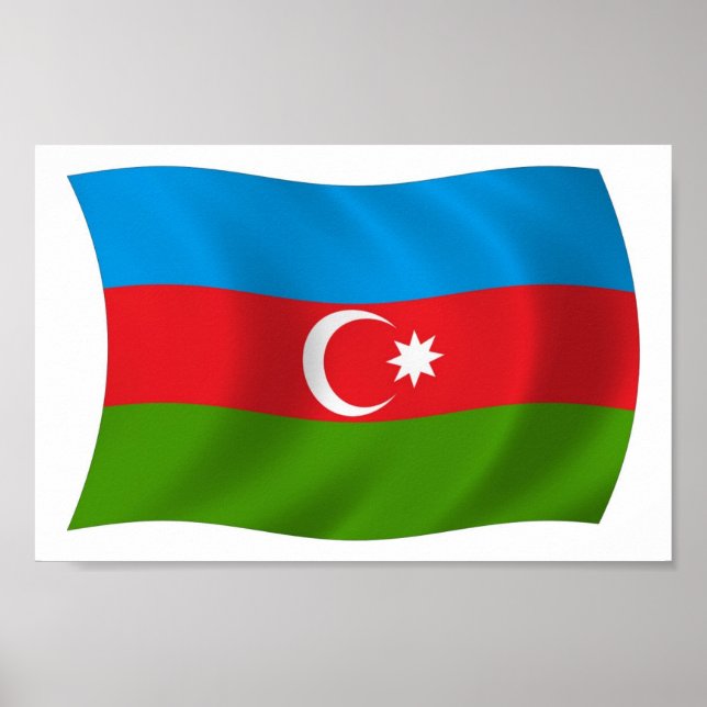 Azerbajdzjan Flagga Affisch Print (Framsidan)