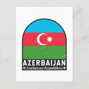 Azerbajdzjan Flagga Emblem Distress Vintage Vykort