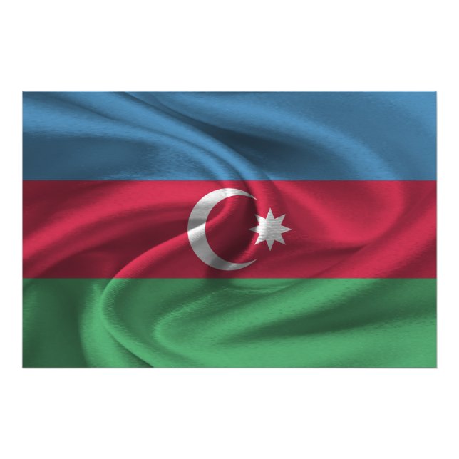 Azerbajdzjan Flagga Fototryck (Framsidan)
