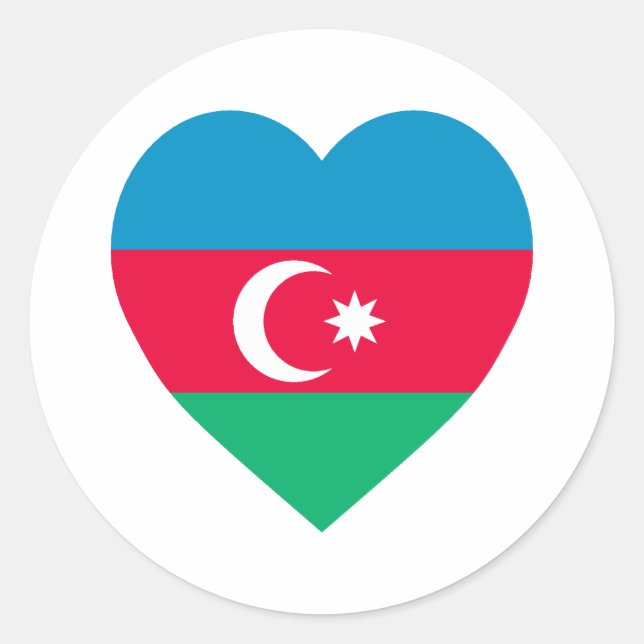 Azerbajdzjan Flagga Heart Runt Klistermärke (Framsida)