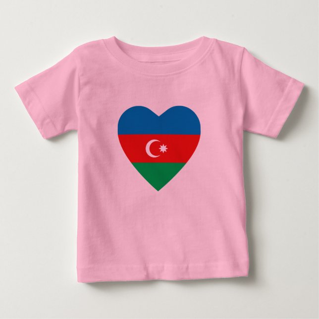 Azerbajdzjan Flagga Heart T-Shirt (Framsida)