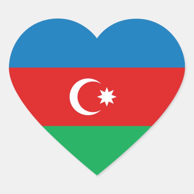 Azerbajdzjan Flagga Hjärta Klistermärke (Framsida)