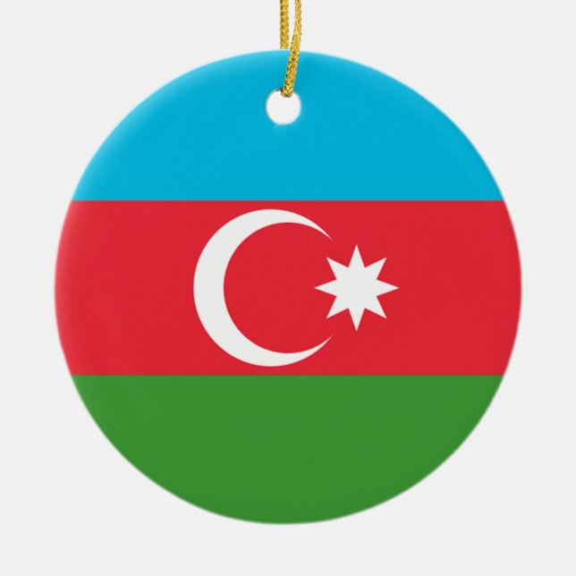 Azerbajdzjan Flagga Julgransprydnad Keramik (Framsidan)