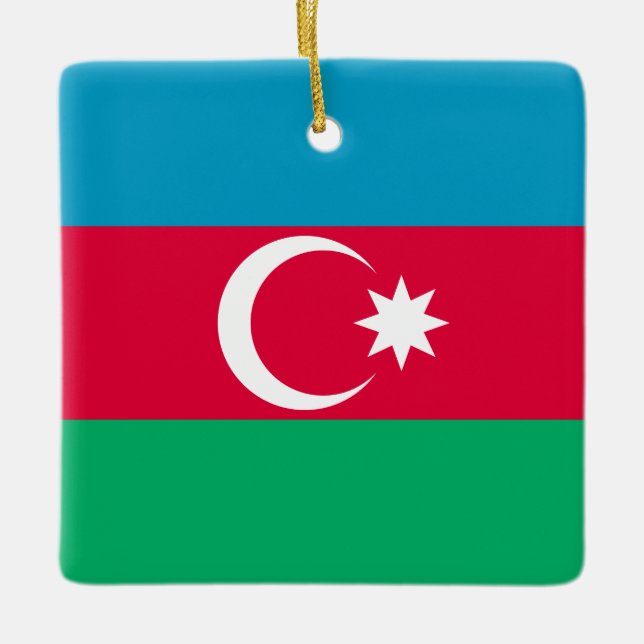 Azerbajdzjan Flagga Julgransprydnad Keramik (Framsida)