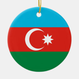 Azerbajdzjan flagga julgransprydnad keramik