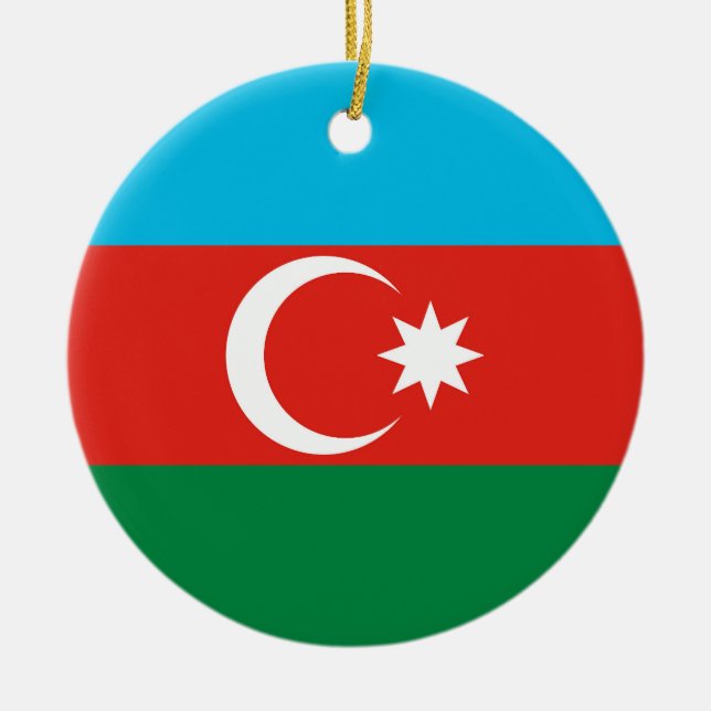 Azerbajdzjan flagga julgransprydnad keramik (Framsidan)