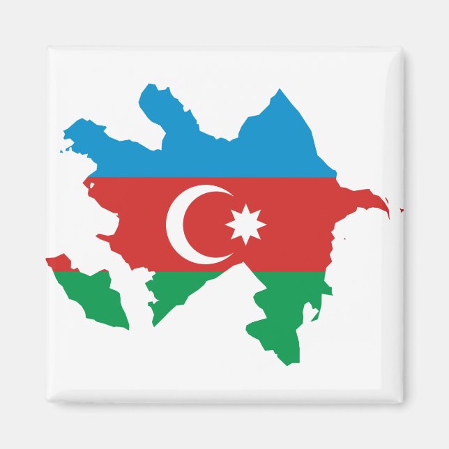 Azerbajdzjan Flagga karta AZ Magnet (Framsidan)