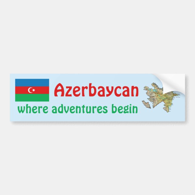 Azerbajdzjan flagga och kartabildekal bildekal (Framsidan)