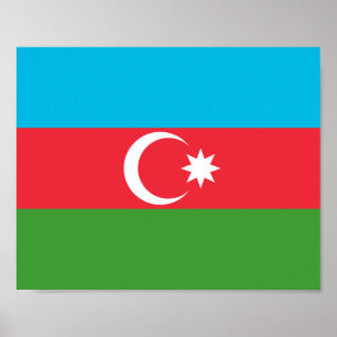 Azerbajdzjan Flagga Poster