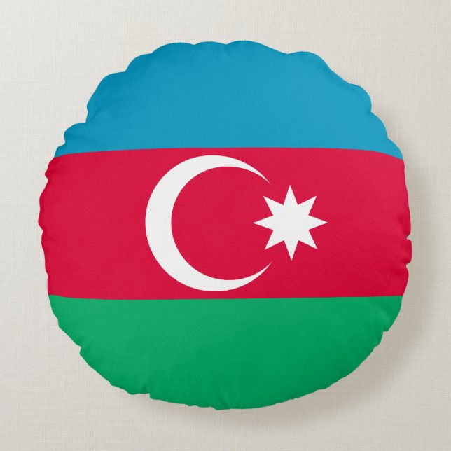 Azerbajdzjan Flagga Rund Kudde (Framsidan)