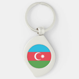 Azerbajdzjan flagga swirl silverfärgad nyckelring