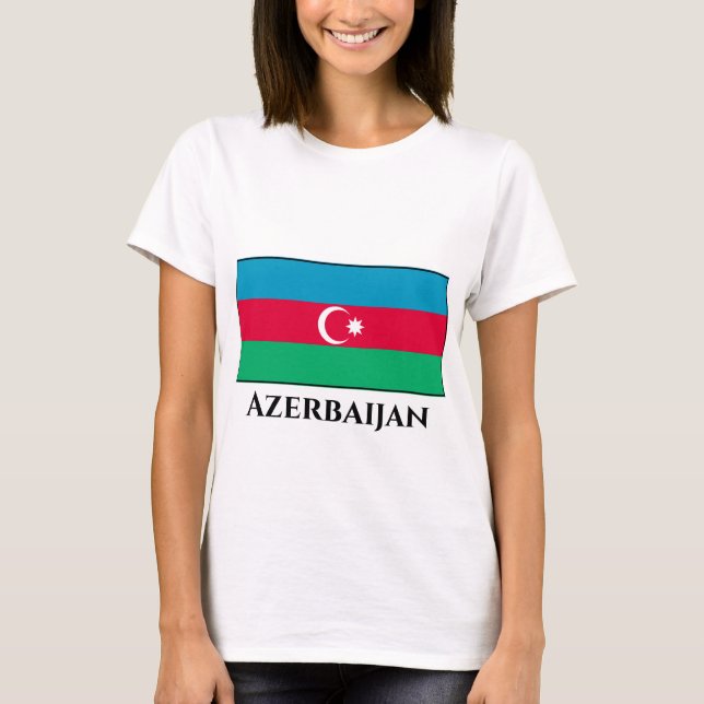 Azerbajdzjan Flagga T Shirt (Framsida)