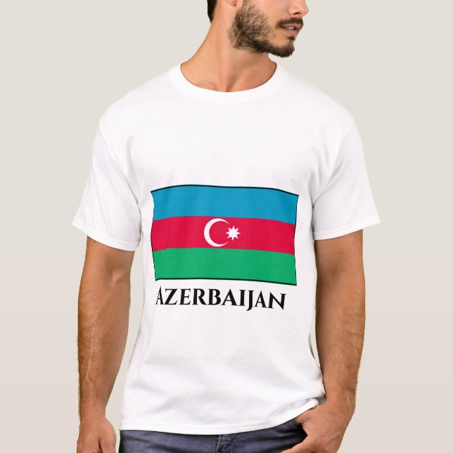 Azerbajdzjan Flagga T Shirt (Framsida)