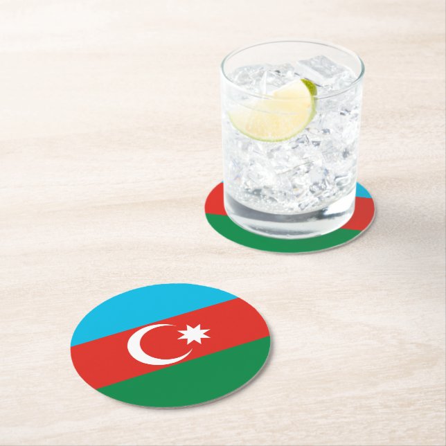 Azerbajdzjan flagga underlägg papper rund (Insitu)