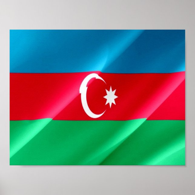 Azerbajdzjan - Flagga Wave - Poster (Framsidan)