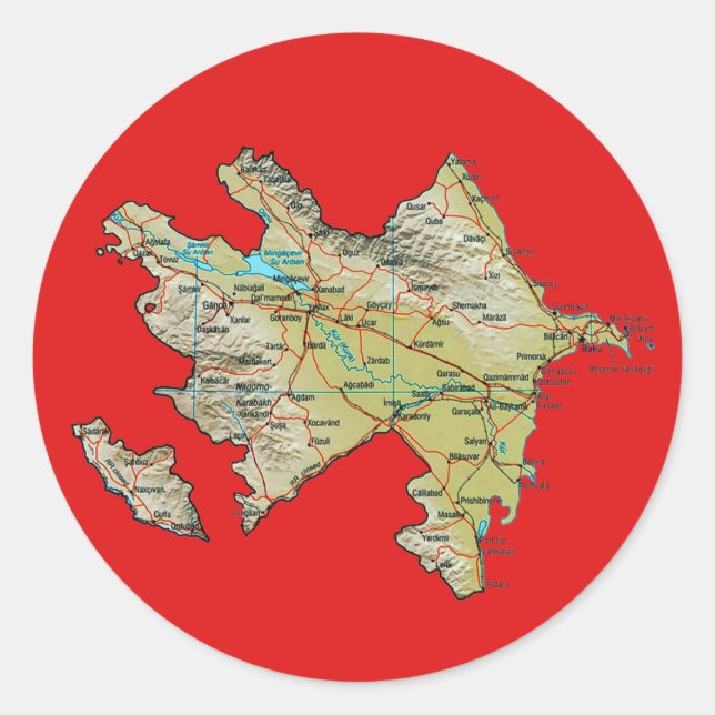 Azerbajdzjan kartdekal runt klistermärke (Framsida)