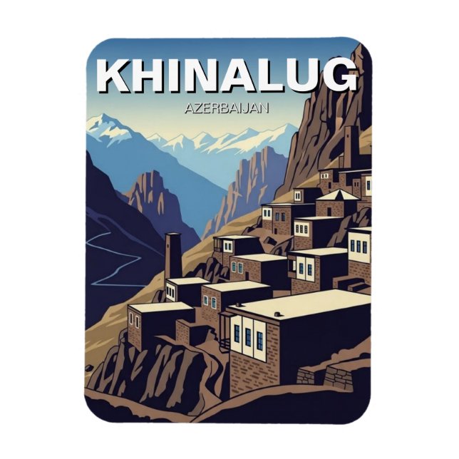 Azerbajdzjan Khinalug Bergsby Magnet (Vertikal)