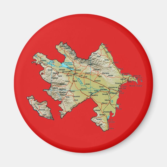 Azerbajdzjan Magnet med Karta (Framsidan)