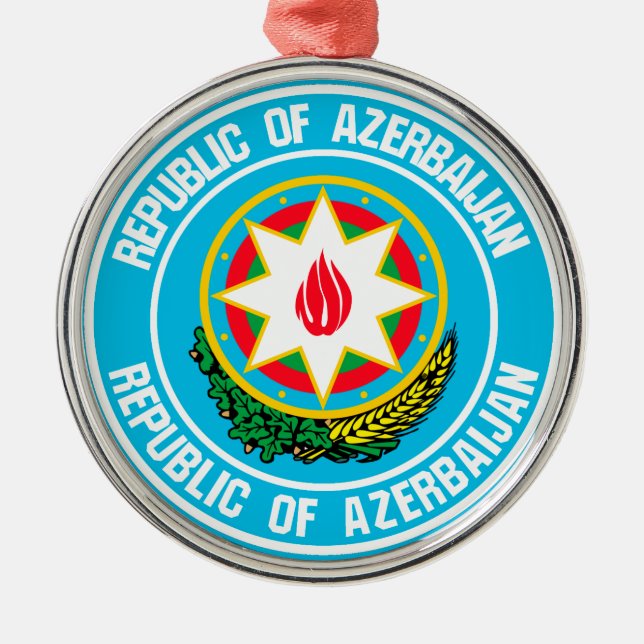 Azerbajdzjan Round Emblem Julgransprydnad Metall (Framsidan)