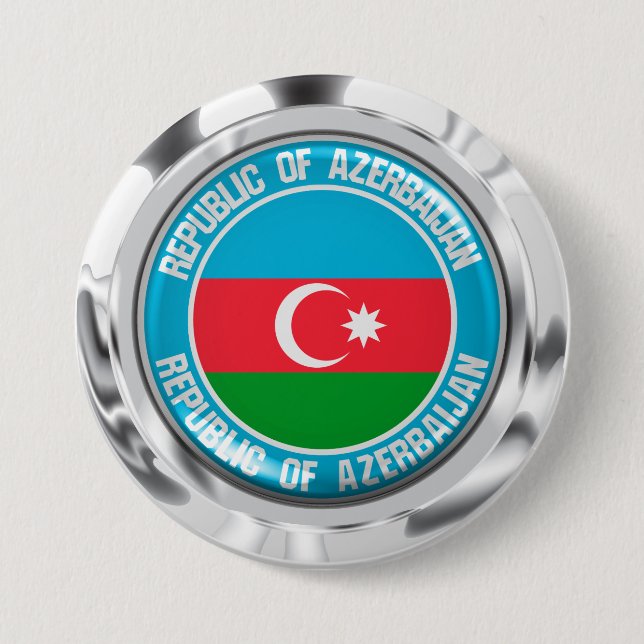 Azerbajdzjan Round Emblem Knapp (Framsida)